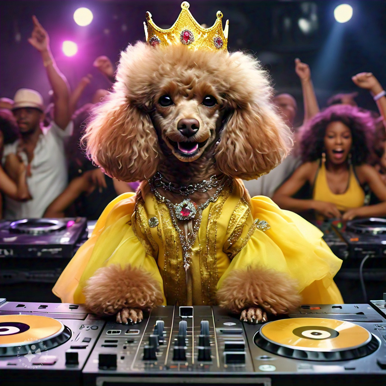 DJ themed poodle crown artwork
