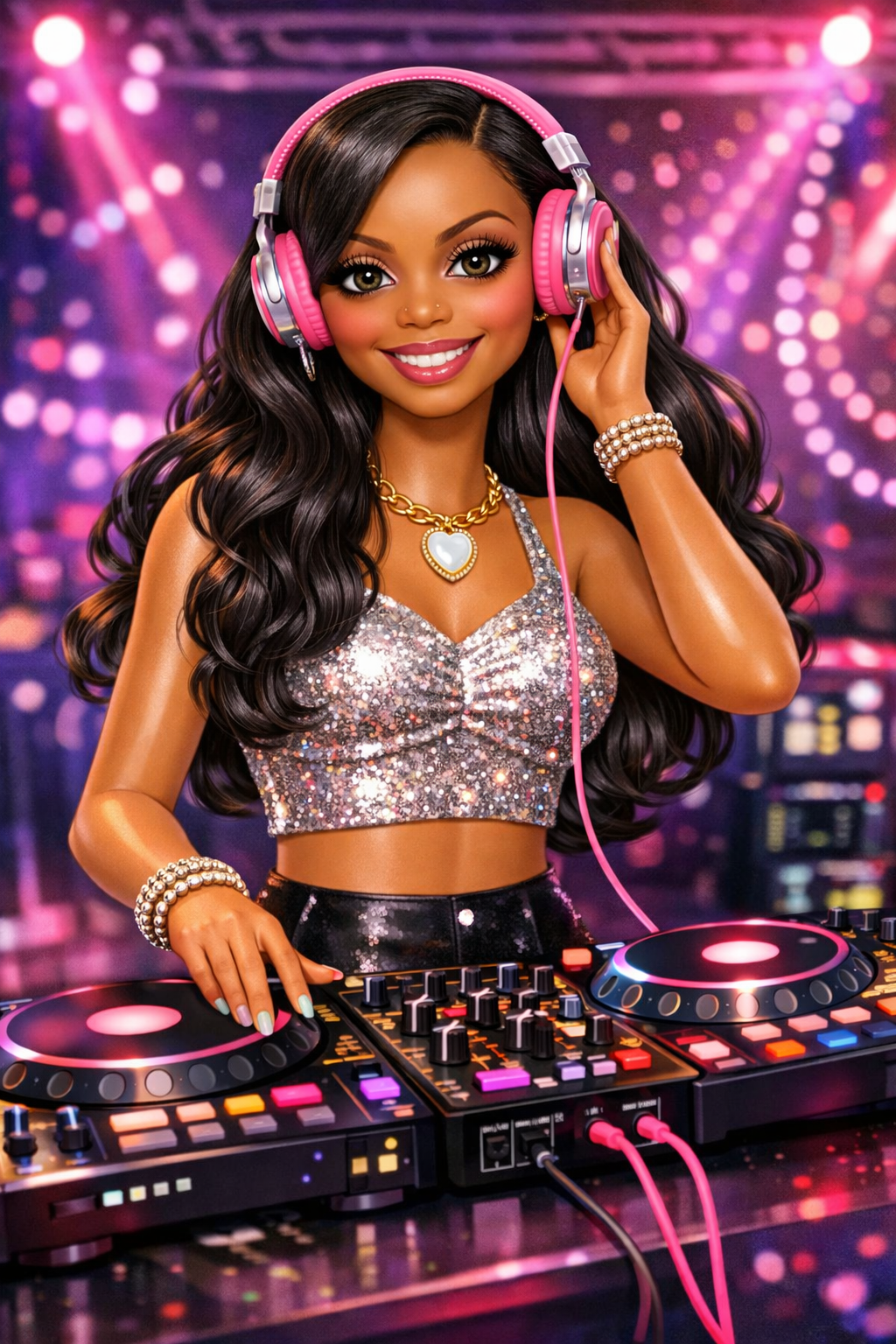 DJ themed Barbie doll artwork